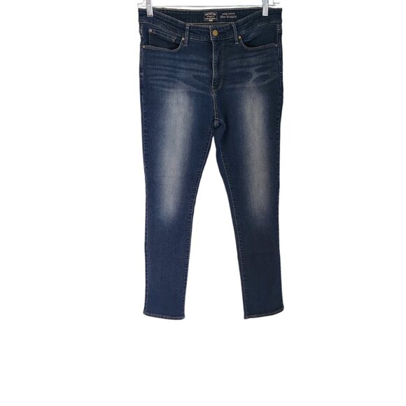 Levi Strauss Signature Totally Shaping Slim Straight Jeans Blue Womens 32x28 - Picture 1 of 11